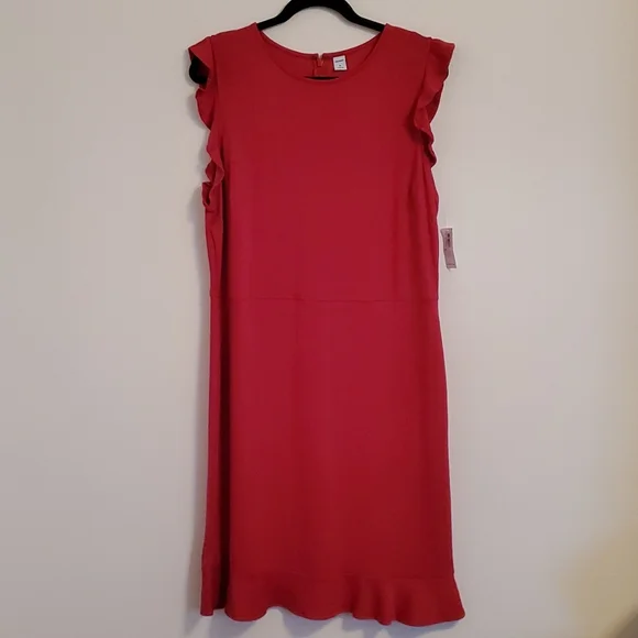 👗Old Navy Sleeveless Ruffle-Trim Sheath Dress for Women Pink Tangiers NWT👗 - Picture 2 of 8